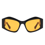 HS1210 - Square Oversize Irregular Wavy Temple Design Fashion Wholesale Sunglasses