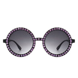 S2114 - Round Fashion Rhinestone Circle Oversize Women Sunglasses