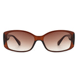 HS1104 - Rectangular Narrow Retro Tinted Fashion Square Sunglasses