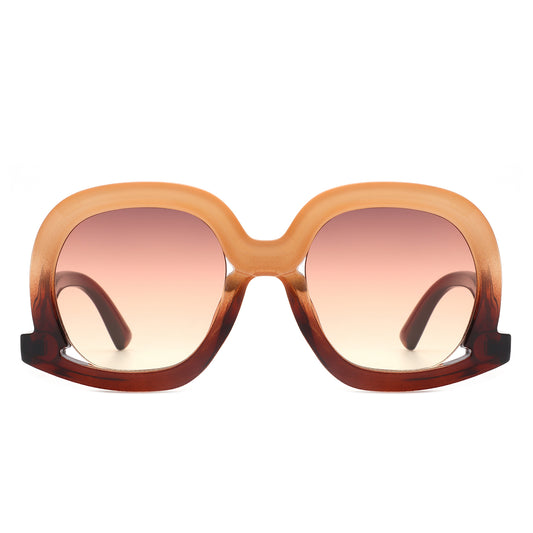 HS1186 - Women Round Oversize Geometric Irregular Fashion Wholesale Sunglasses