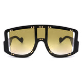 S2101 - Square Retro Oversize Shield Fashion Visor Sunglasses