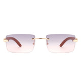 HW2028 - Rectangle Rimless Retro Frameless Fashion Tinted Sunglasses