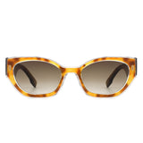 HS2067 - Geometric Retro Round Irregular Narrow Cat Eye Sunglasses