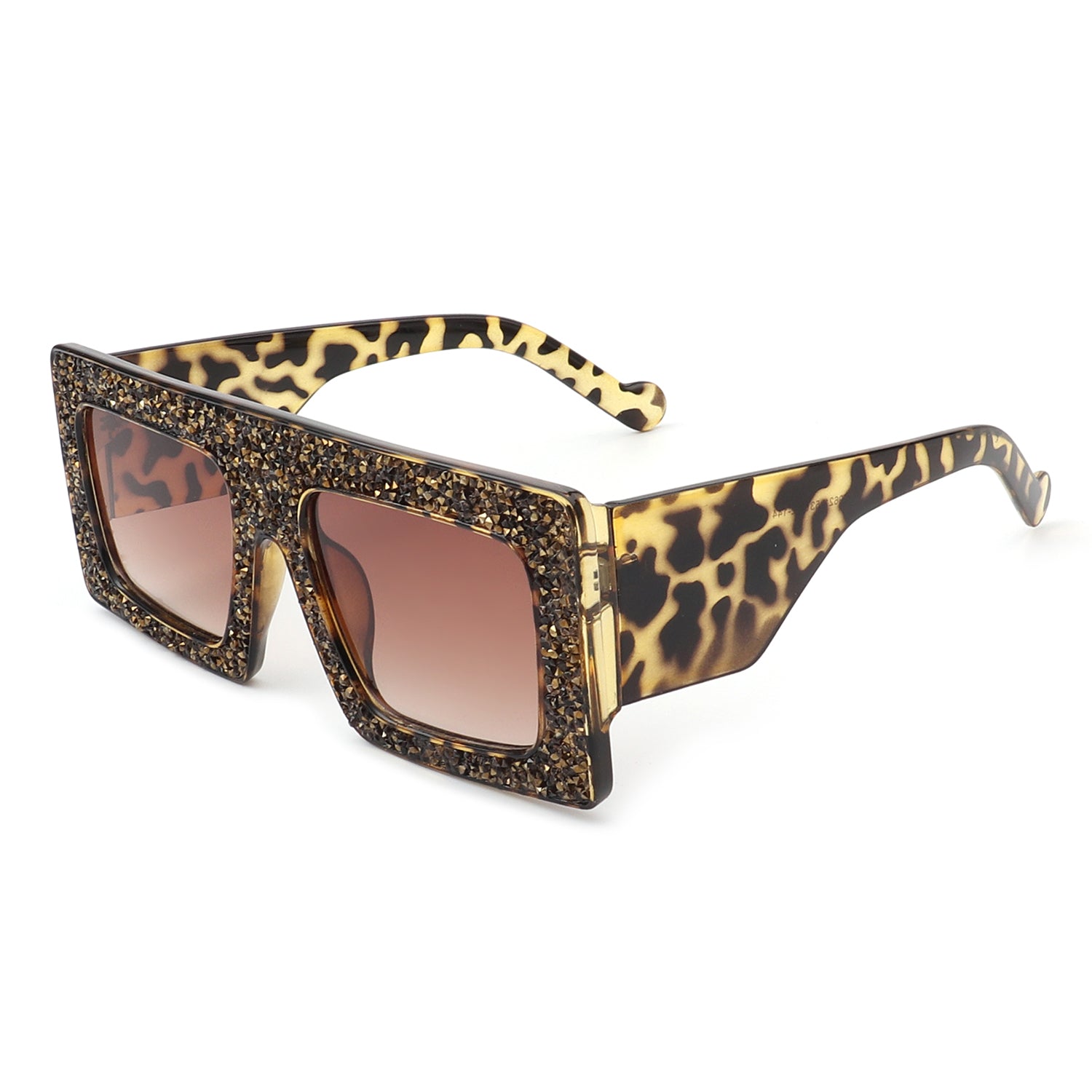 HS3002 - Square Retro Bold Thick Frame Vintage Rhinestone Fashion Sunglasses