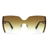 HS2060 - Square Oversize Half Frame Tinted Retro Fashion Women Sunglasses