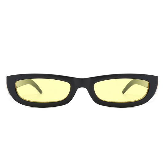HS1208 - Rectangle Retro Slim Tinted Narrow Wholesale Sunglasses