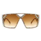 HS2045 - Square Oversize Crystal Fashion Rhinestone Women Sunglasses