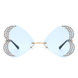 HW2030 - Rimless Butterfly Heart Shape Tinted Fashion Women Sunglasses