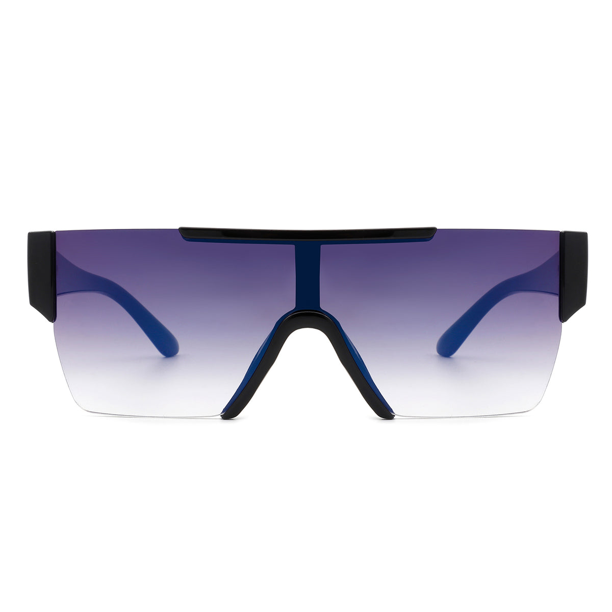HS2051 - Square Retro Flat Top Rimless Oversize Fashion Sunglasses