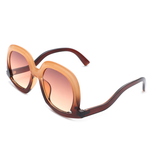 HS1186 - Women Round Oversize Geometric Irregular Fashion Wholesale Sunglasses