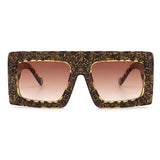 HS3002 - Square Retro Bold Thick Frame Vintage Rhinestone Fashion Sunglasses