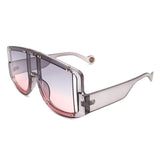 HS3004-1 - Oversize Square Fashion Curved Large Shield Visor Sunglasses