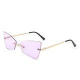 J2025 - Rimless Geometric Triangle Retro Tinted Fashion Sunglasses