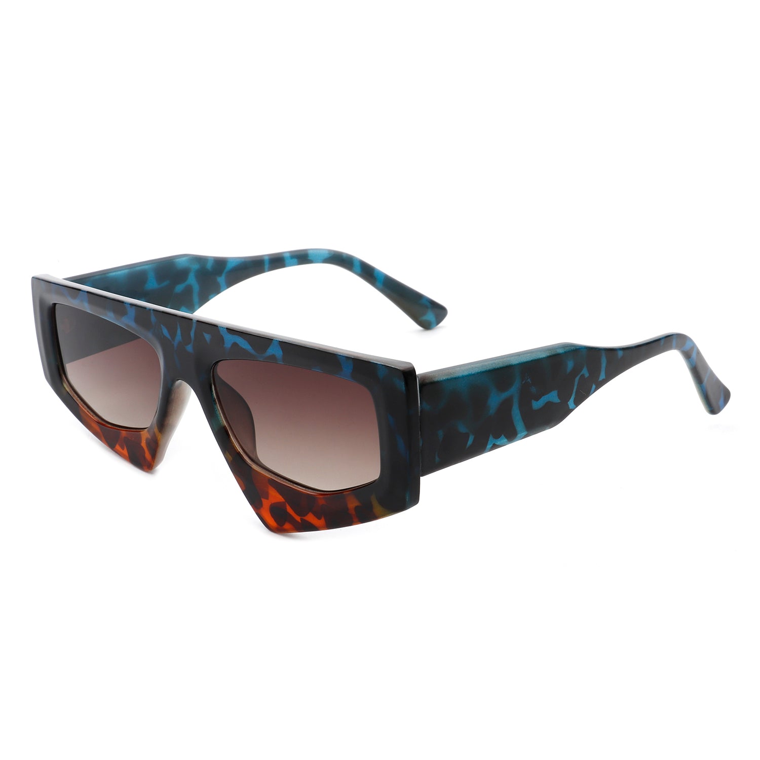 HS1094 - Rectangle Irregular Chunky Retro Geometric Sunglasses