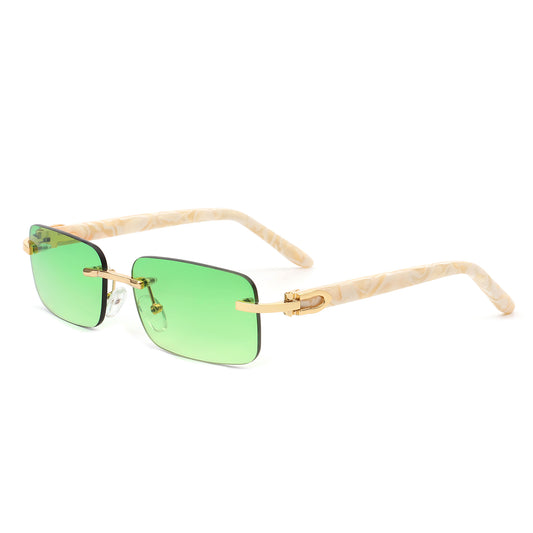 HW3011 - Rimless Rectangle Retro Tinted Fashion Square Vintage Sunglasses