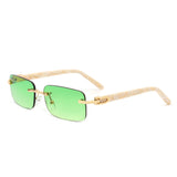 HW3011 - Rimless Rectangle Retro Tinted Fashion Square Vintage Sunglasses