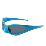 HS1172 - Rectangle Retro Wraparound Irregular Oval Fashion Sunglasses