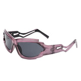 HS2129 - Futuristic Rectangle Geometric Chunky Sport Wrap Around Wholesale Sunglasses