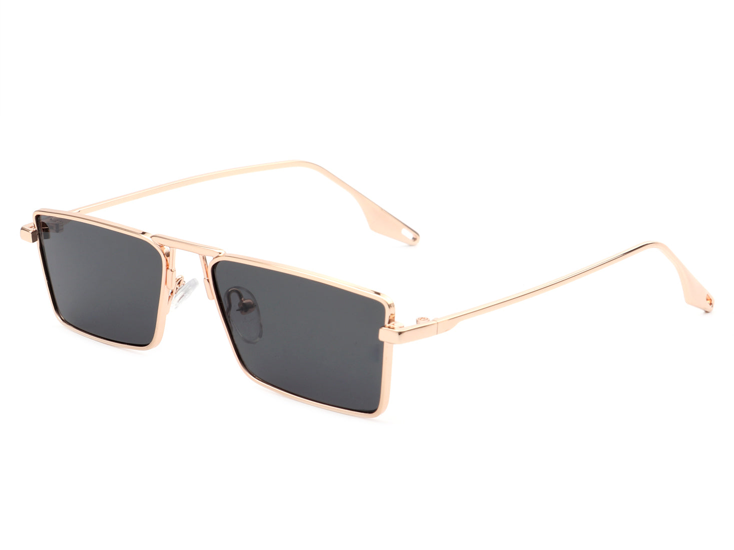 HJ2004 - Retro Metal Rectangle Slim Flat Lens Fashion Sunglasses