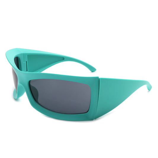 HS1189 - Square Retro Chunky Wrap Around Wholesale Sunglasses