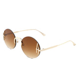 HW3015 - Round Retro Rimless Circle Irregular Frameless Fashion Sunglasses