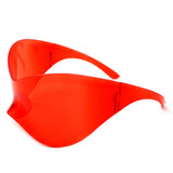 HW1008 - Futuristic Oversized Rimless Shield Wraparound Fashion Sunglasses
