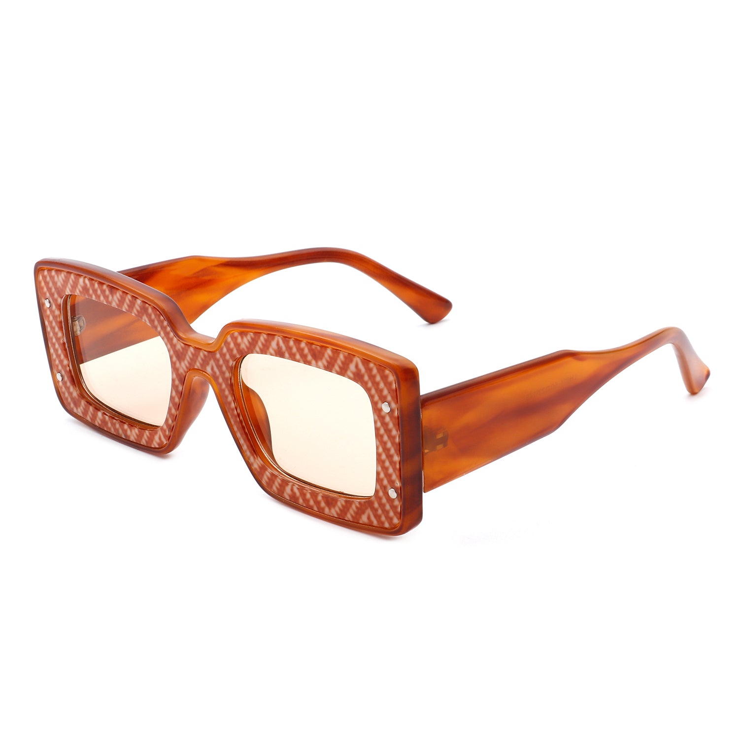 HS2052 - Rectangle Retro Flat Lens Tinted Fashion Square Sunglasses