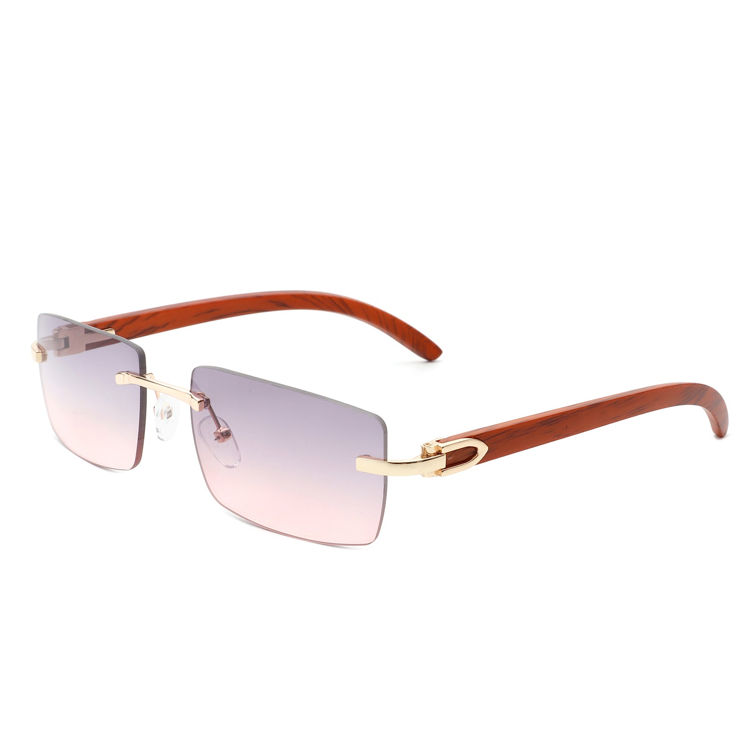 HW2028 - Rectangle Rimless Retro Frameless Fashion Tinted Sunglasses