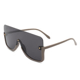 S2105 - Women Oversize Half Frame Retro Square Fashion Sunglasses