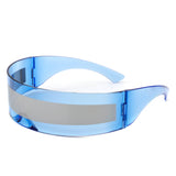 HW1007 - Wraparound Futuristic Shield Rimless Translucent Cyclops Sunglasses