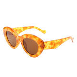 S1207 - Women Oval Fashion Round Cat Eye Sunglasses