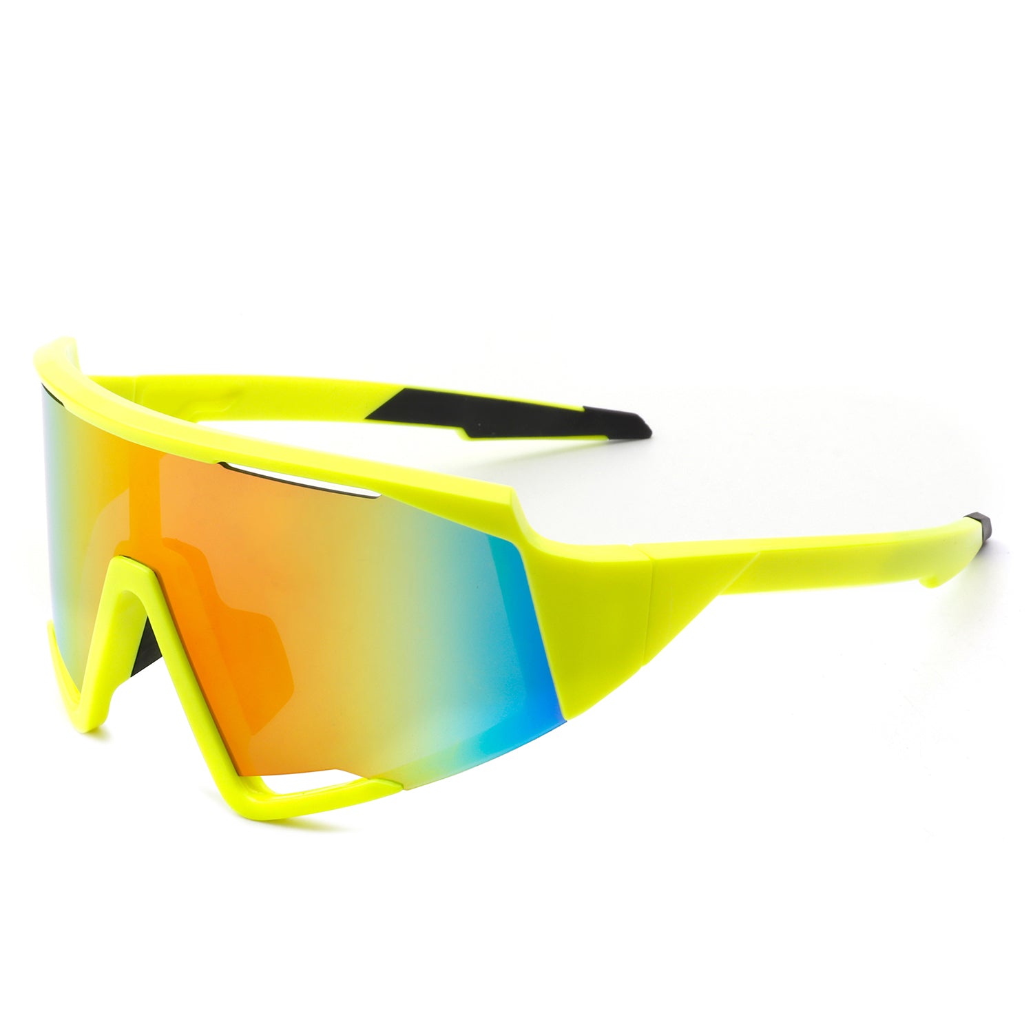 HY1011 - Oversize Wrap Around Square Mirrored Sports Sunglasses
