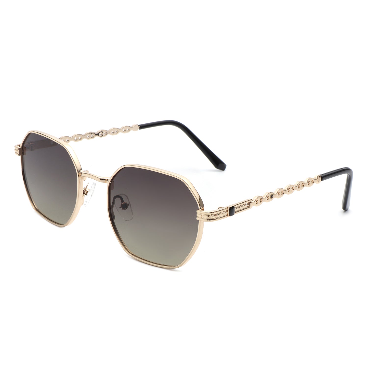 HJ2050 - Geometric Round Tinted Chain Link Design Wholesale Sunglasses
