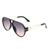 HS2074 - Retro Oversize Brow-Bar Fashion Aviator Sunglasses