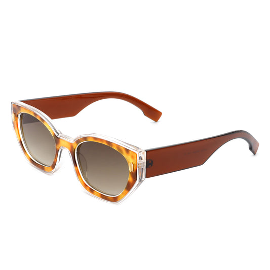 HS2067 - Geometric Retro Round Irregular Narrow Cat Eye Sunglasses