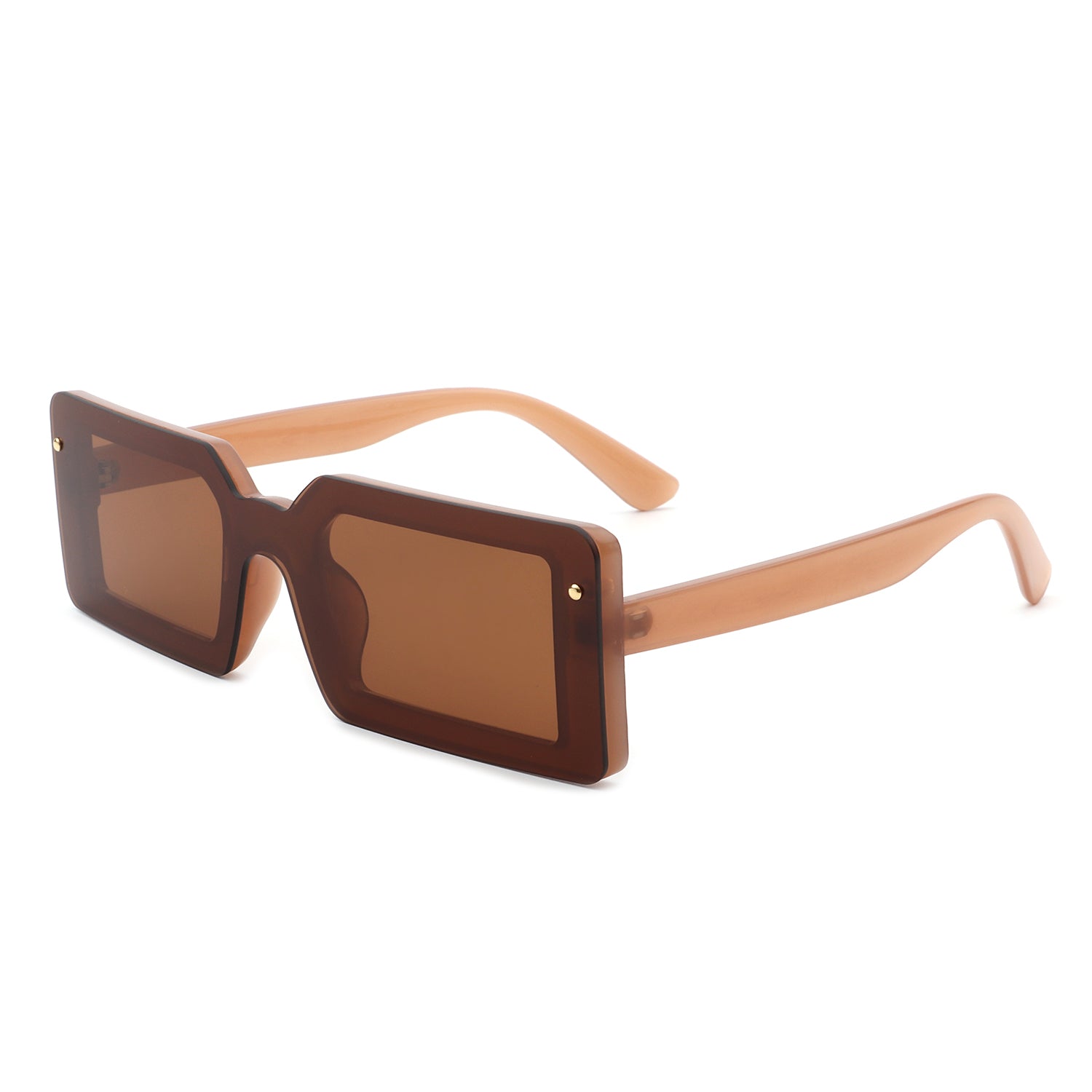 HS1058 - Classic Rectangle Retro Flat Lens Vintage Fashion Sunglasses