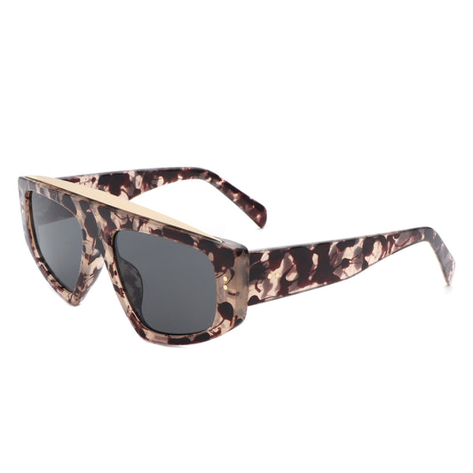 HS2143 - Flat Top Chunky Fashion Square Retro Wholesale Sunglasses