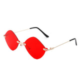 HW2013 - Rimless Retro Round Geometric Frameless Tinted Fashion Sunglasses