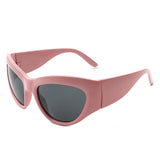 HS1157 - Women Oversize Wrap Around Curved Fashion Sunglasses