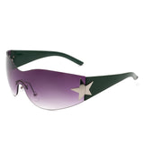 HW2031 - Women Rectangle Rimless Wraparound Shield Fashion Oversize Wholesale Sunglasses