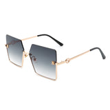 J3006 - Oversize Square Half Frame Flat Top NY Design Women Fashion Sunglasses