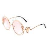 J3015 - Women Oversize Double Wire Curled Round Fashion Sunglasses