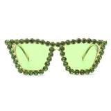 HS2006-1 - Women Rhinestone Square Diamonds Cat Eye Fashion Wholesale Sunglasses