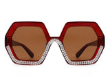 HS1005 - Women Round Geometric Rhinestone Fashion Sunglasses