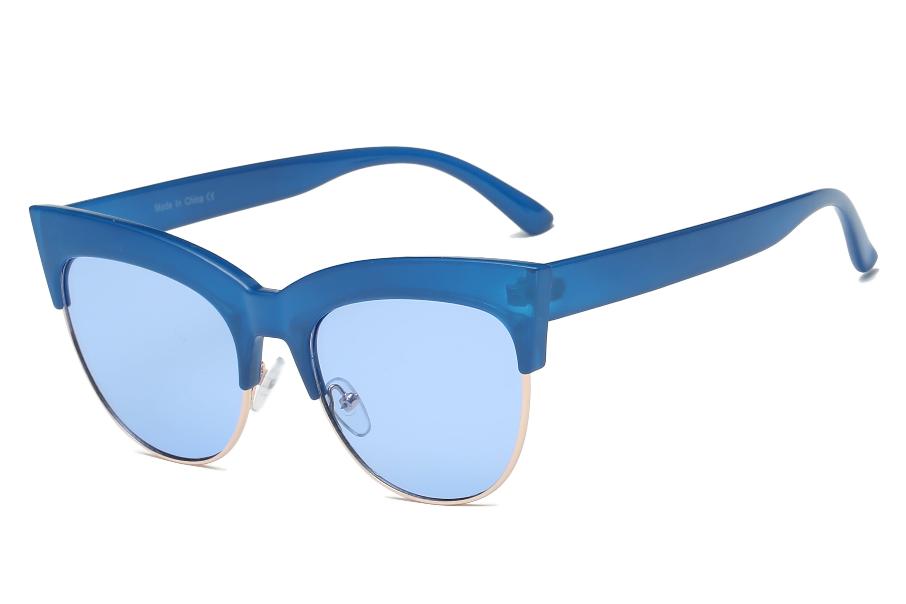S2062 - Women Half Frame Round Cat Eye Sunglasses - Iris Fashion Inc. | Wholesale Sunglasses and Glasses