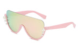 S3034 - Women Half Frame Round Pearl Design Sunglasses - Iris Fashion Inc. | Wholesale Sunglasses and Glasses