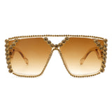 HS2045 - Square Oversize Crystal Fashion Rhinestone Women Sunglasses