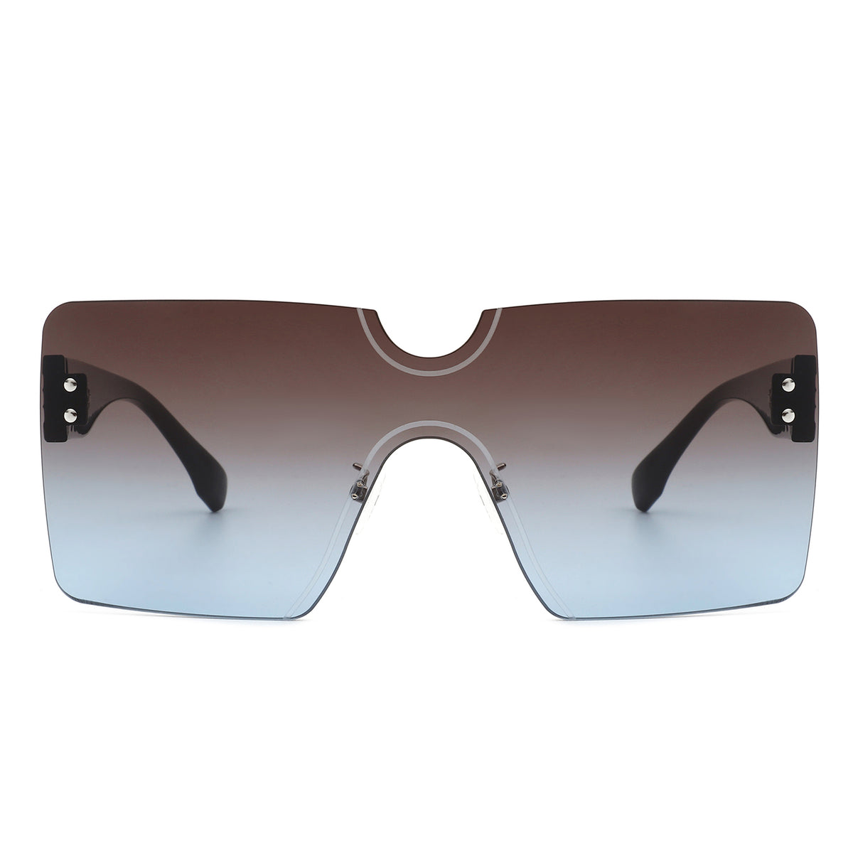 HW1003 - Square Rimless Oversize Flat Top Retro Frameless Sunglasses