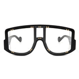 S2101 - Square Retro Oversize Shield Fashion Visor Sunglasses