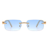 HW3011 - Rimless Rectangle Retro Tinted Fashion Square Vintage Sunglasses